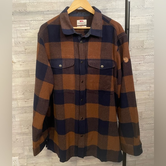 Fjallraven Mens Canada Wool Blend Plaid Flannel Snap Down Shirt Size 3XL - Picture 5 of 11